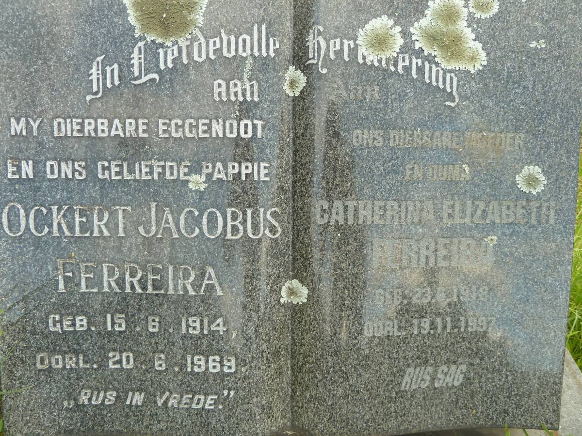 FERREIRA Ockert Jacobus 1914-1969 &amp; Catharina Elizabeth 1918-1997