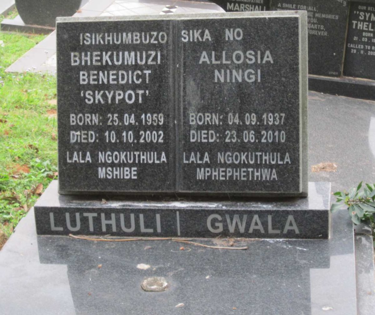 GWALA Allosia Ningi 1937-2010 :: LUTHULI Bhekumuzi Benedict 1959-2002