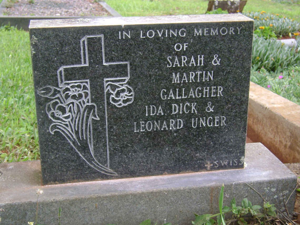 GALLAGHER Martin &amp; Sarah :: UNGER Dick &amp; Ida :: UNGER Leonard