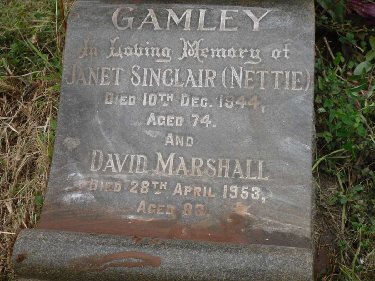 GAMLEY David Marshall -1953 &amp; Janet Sinclair -1944