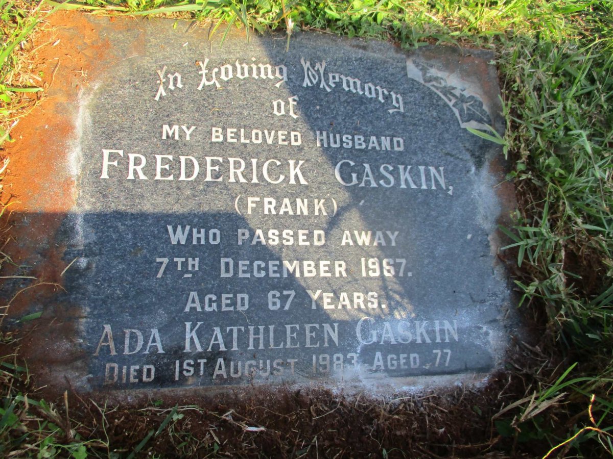GASKIN Frederick -1967 &amp; Ada Kathleen -1983