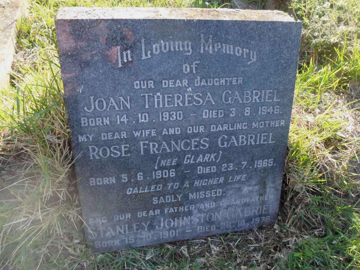 GABRIEL Stanley Johnston 1901-1976 &amp; Rose Frances CLARK 1906-1965 :: GABRIEL Joan Theresa 1930-1946