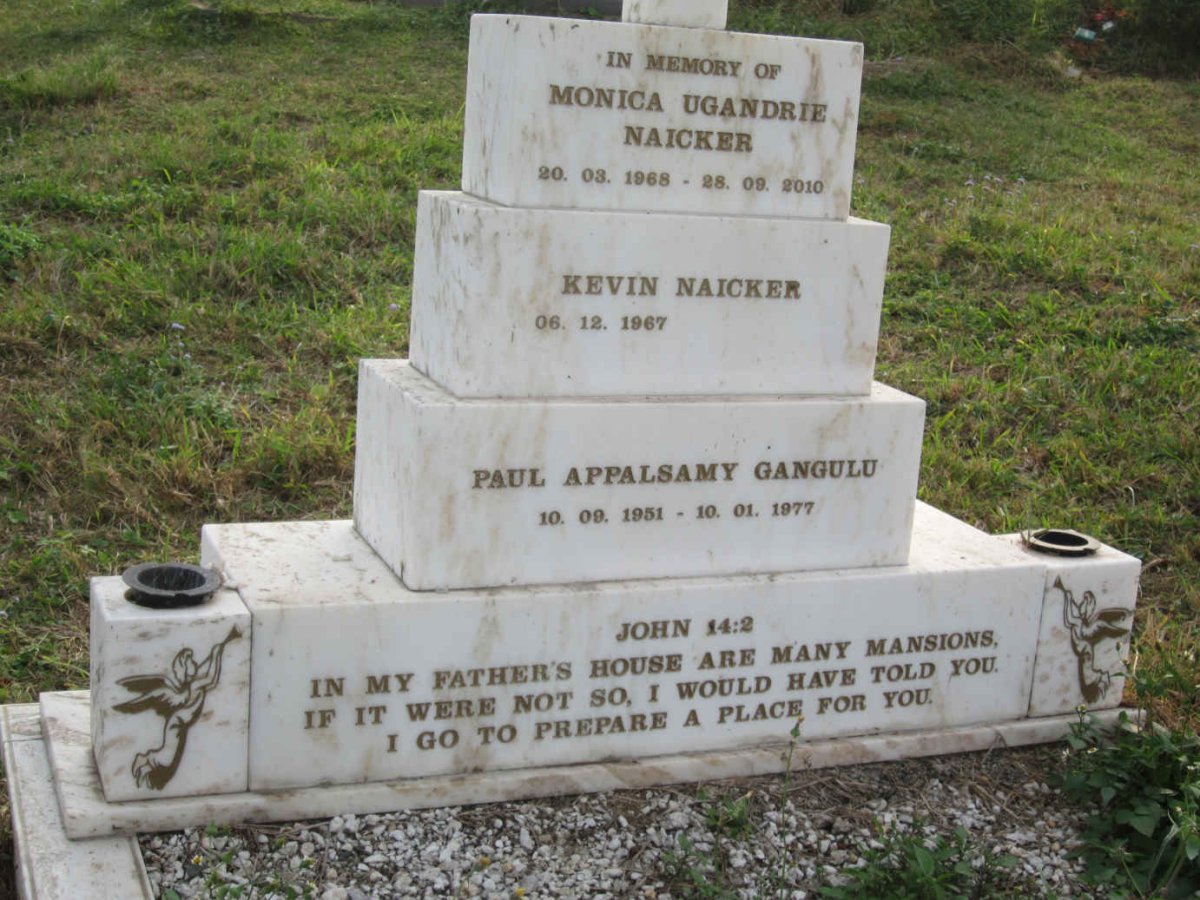 GANGULU Paul Appalsamy 1951-1977 :: NAICKER Kevin 1967- :: NAICKER Monica Ugandrie 1968-2010