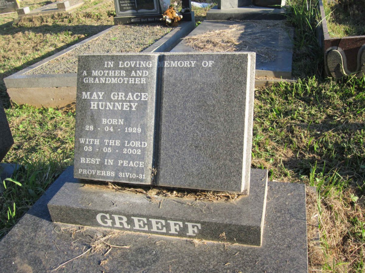 GREEFF May Eunice Hunney 1929-2002
