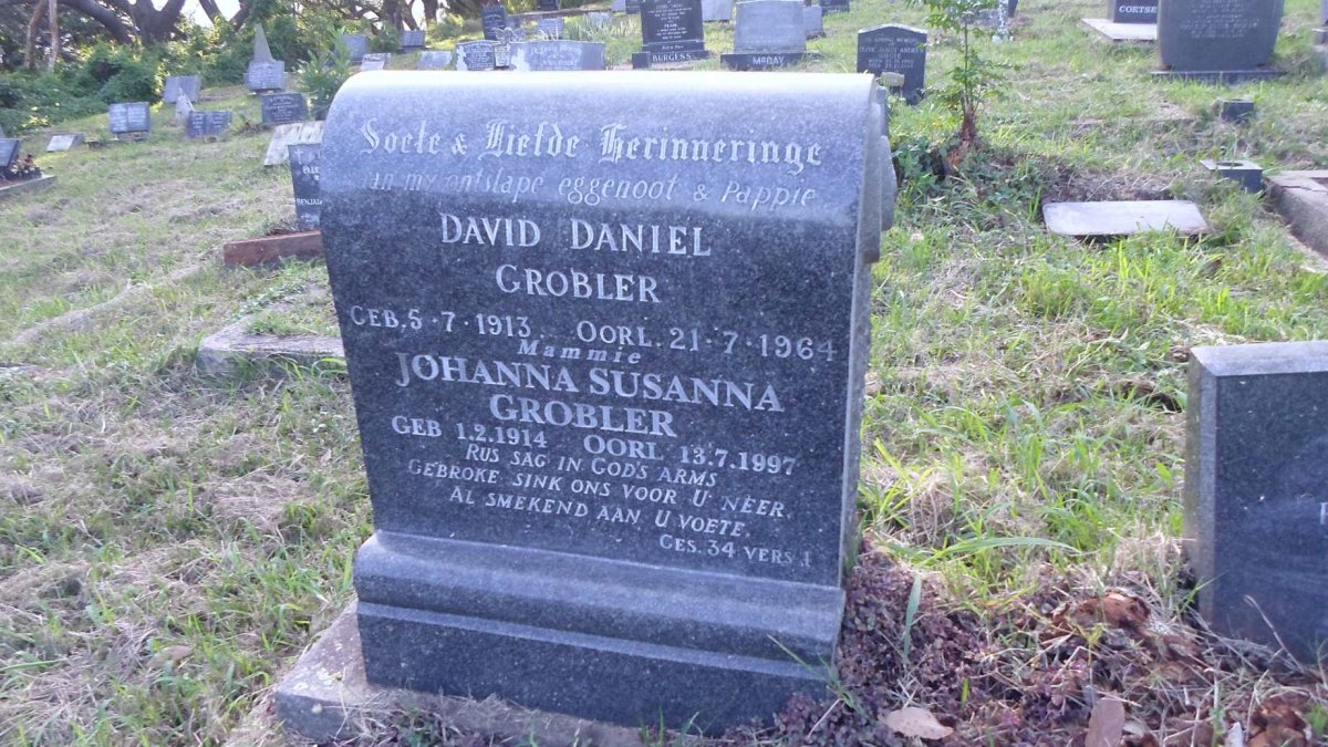 GROBLER David Daniel 1913-1964 &amp; Johanna Susanna 1914-1997