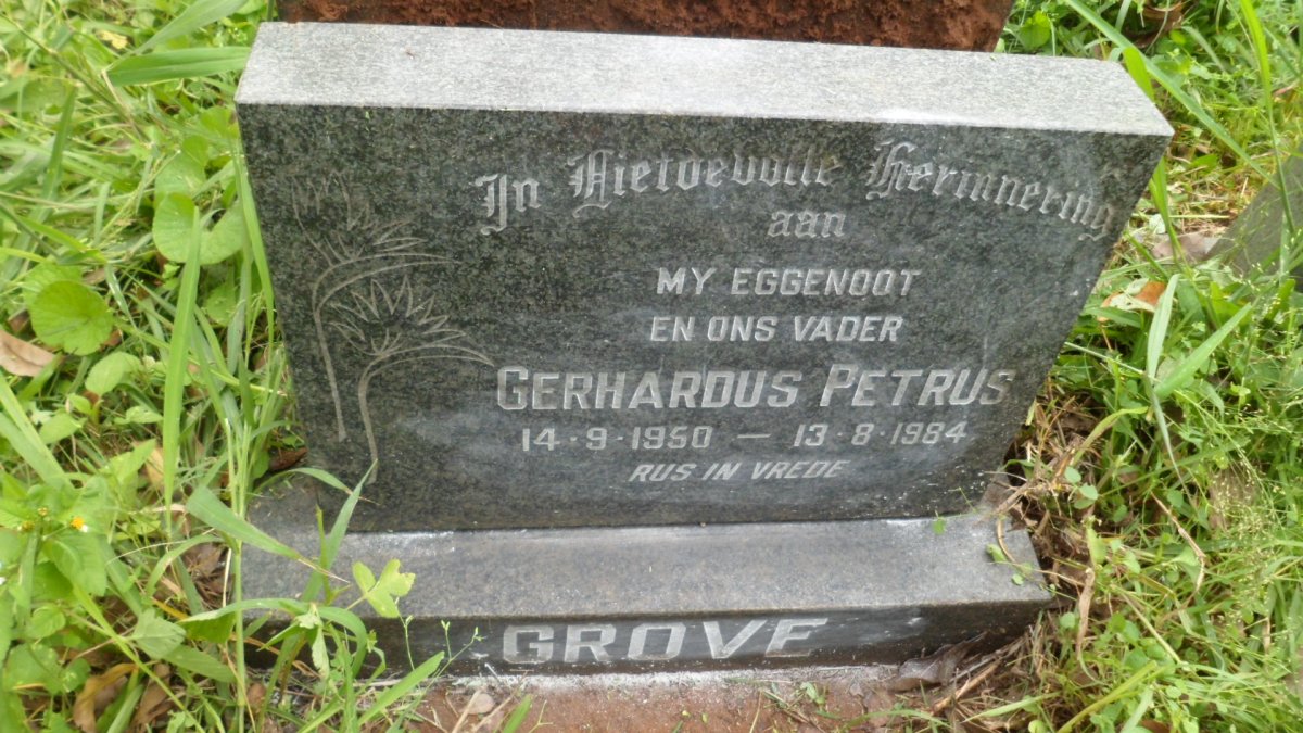 GROVE Gerhardus Petrus 1950-1984