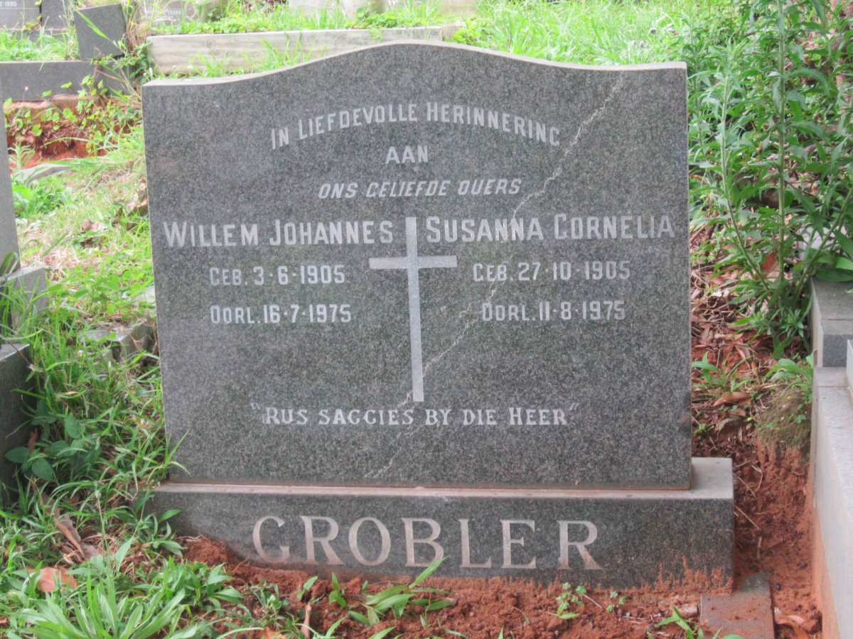 GROBLER Willem Johannes 1905-1975 &amp; Susanna Cornelia 1905-1975