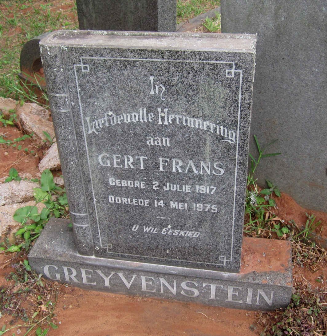 GREYVENSTEIN Gert Frans 1917-1975