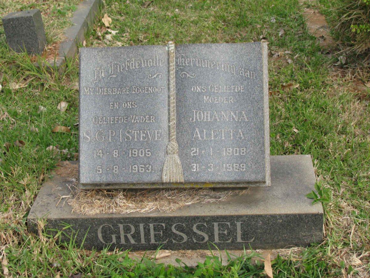 GRIESSEL S.G.P. 1905-1963 &amp; Johanna Aletta 1908-1989