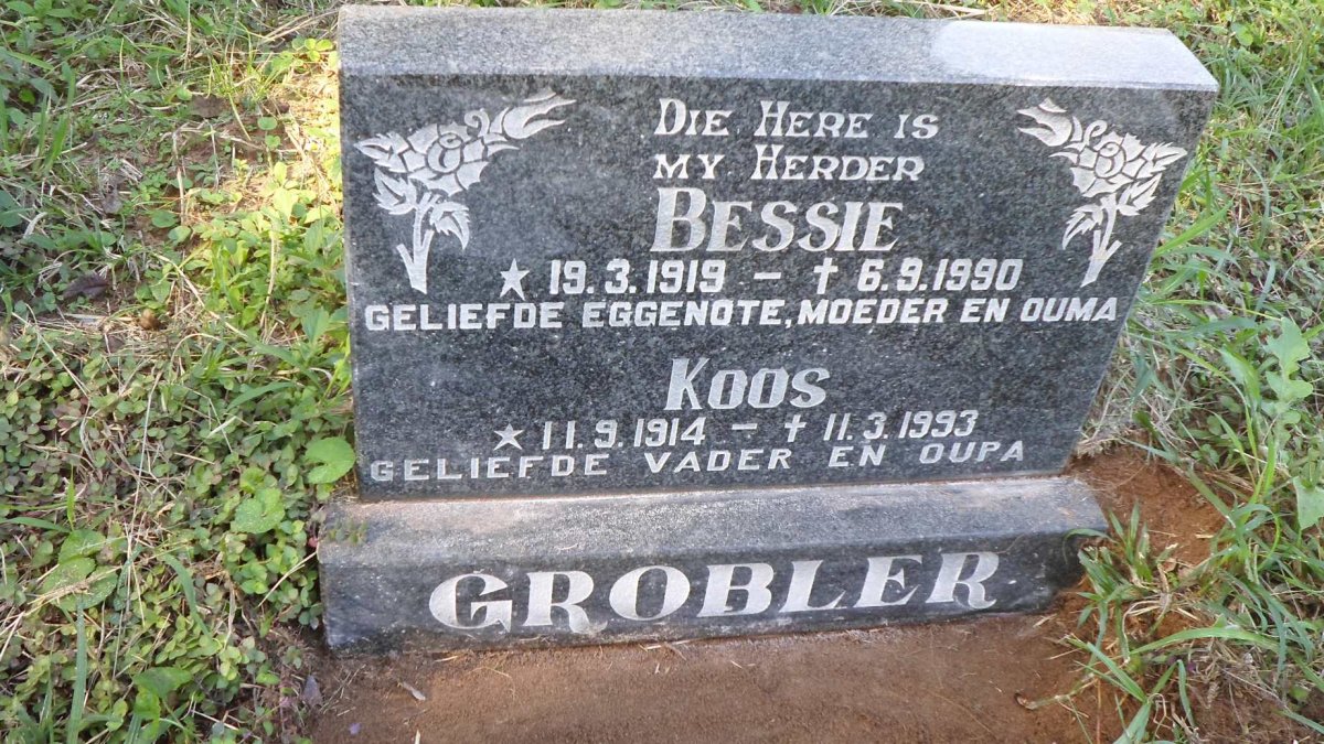GROBLER Koos 1914-1993 &amp; Bessie 1919-1990