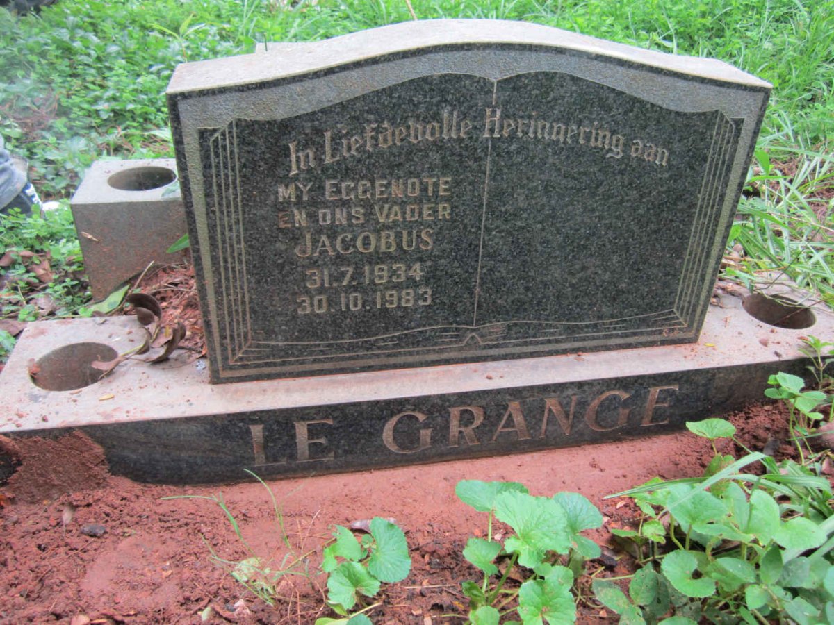 GRANGE Jacobus, le 1934-1983