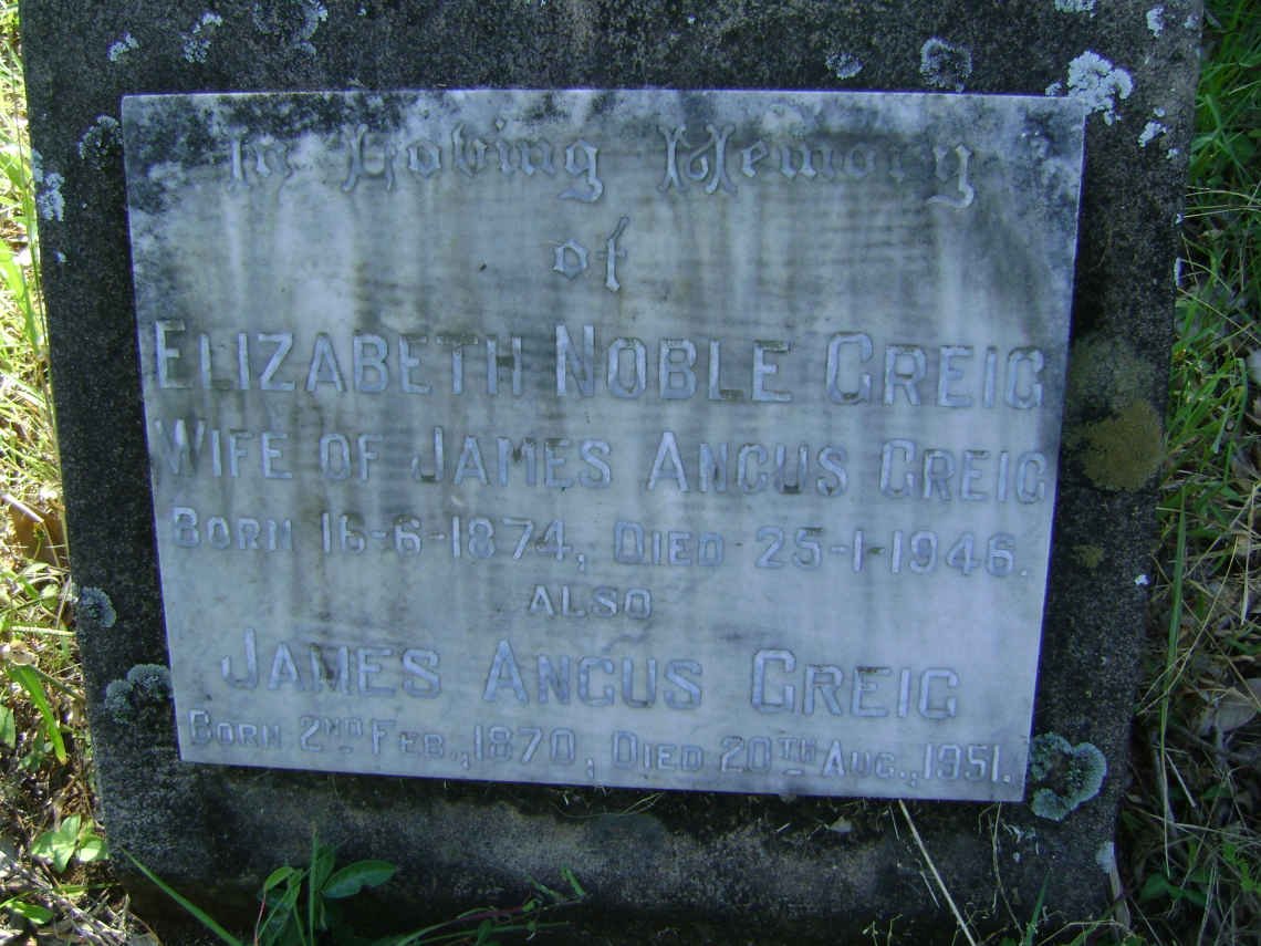 GREIG James Angus 1870-1951 &amp; Elizabeth NOBLE 1874-1946