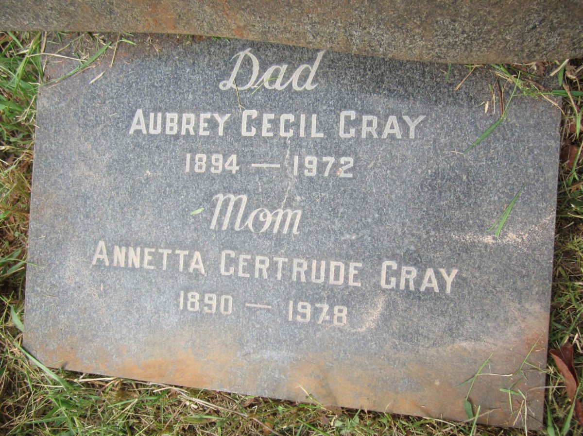 GRAY Aubrey Cecil 1894-1972 &amp; Annetta Gertrude 1890-1972