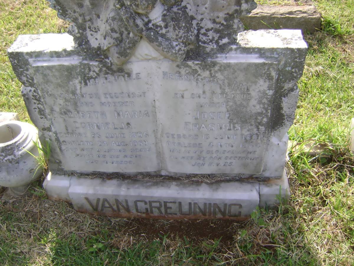 GREUNING Josef Erasmus, van 1891-1964 &amp; Elizabeth Maria Cornelia 1896-1959