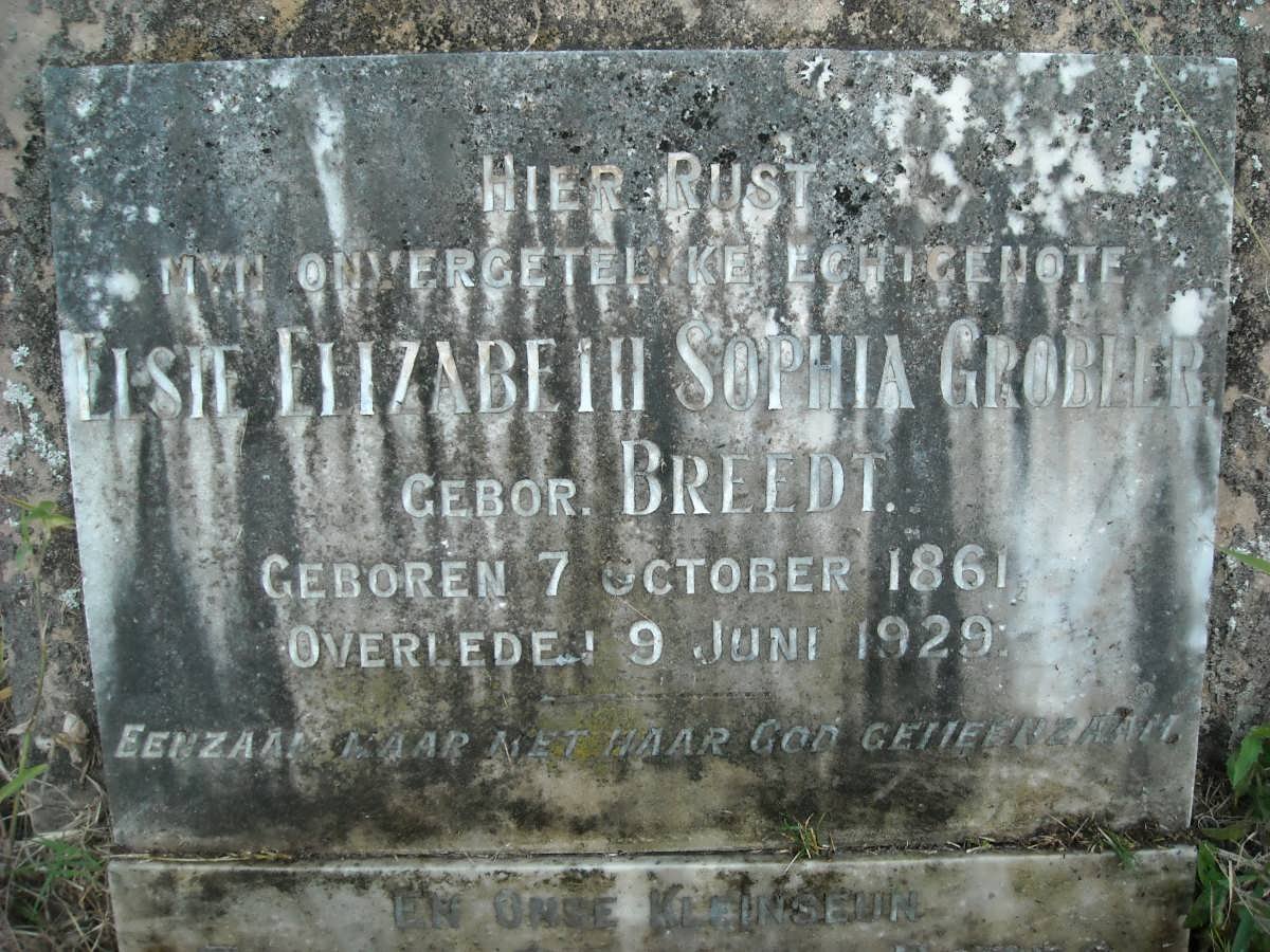 GROBLER Elsie Elizabeth Sophia nee BREEDT 1861-1929 :: BOTES Thomas Benjamin 1927-1966