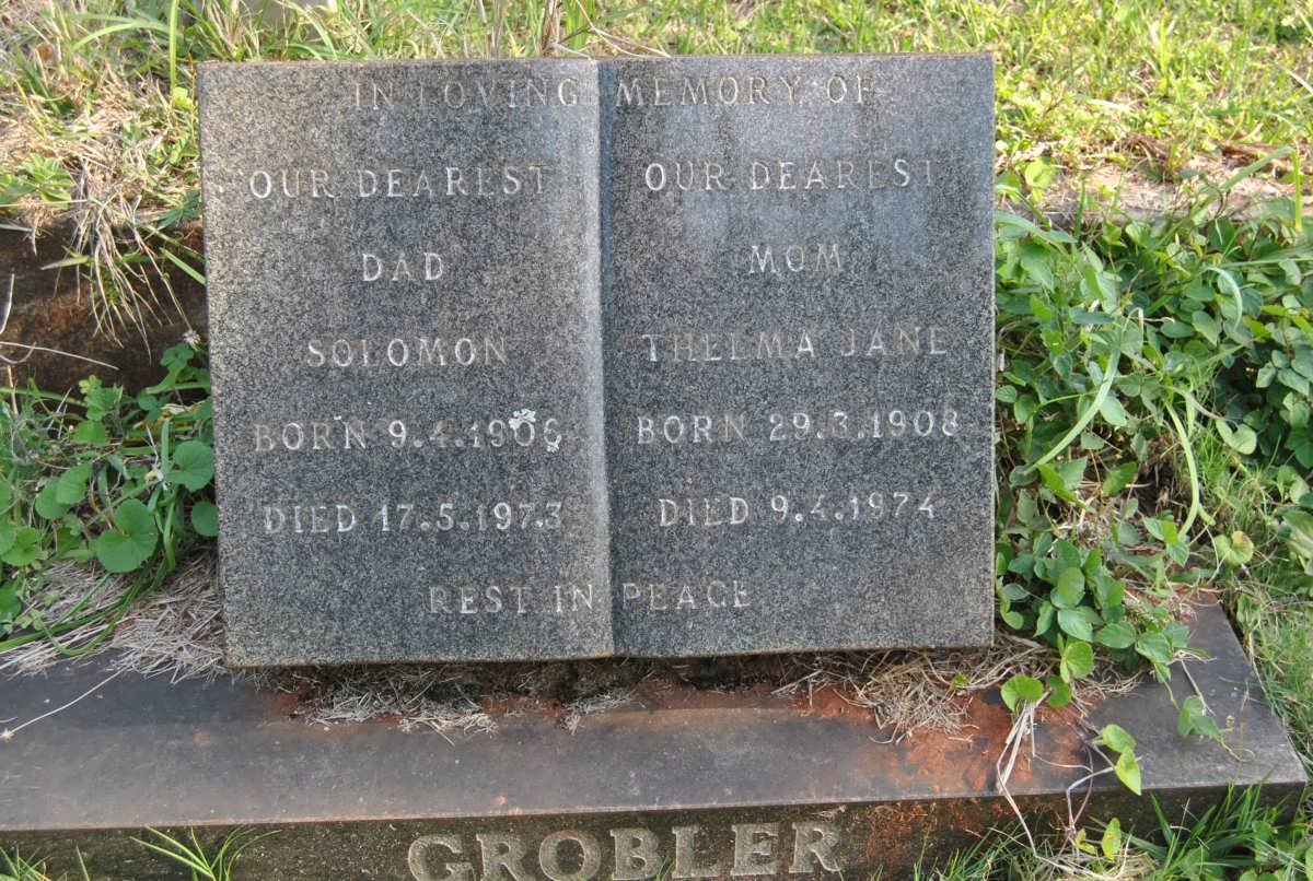 GROBLER Solomon 1906-1973 &amp; Thelma Jane 1908-1974
