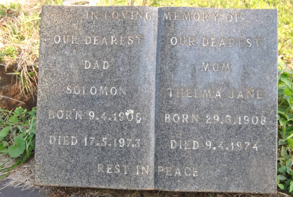 GROBLER Solomon 1906-1973 &amp; Thelma Jane 1908-1974