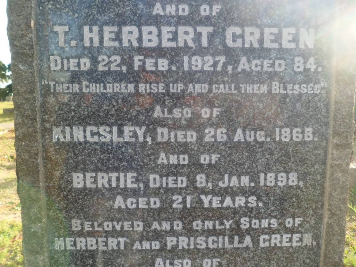 GREEN T. Herbert -1927 :: GREEN Kingsley -1868 :: GREEN Bertie -1898