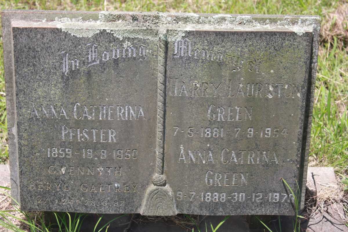GREEN Harry Lauriston 1881-1954 &amp; Anna Catrina 1888-1971 (died 30-12-1970) :: PFISTER Anna Catrina 1859-