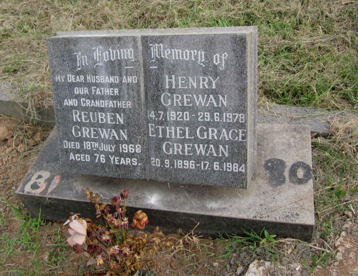 GREWAN Ethel Grace 1896-1984 :: GREWAN Henry 1920-1978 :: GREWAN Reuben -1968