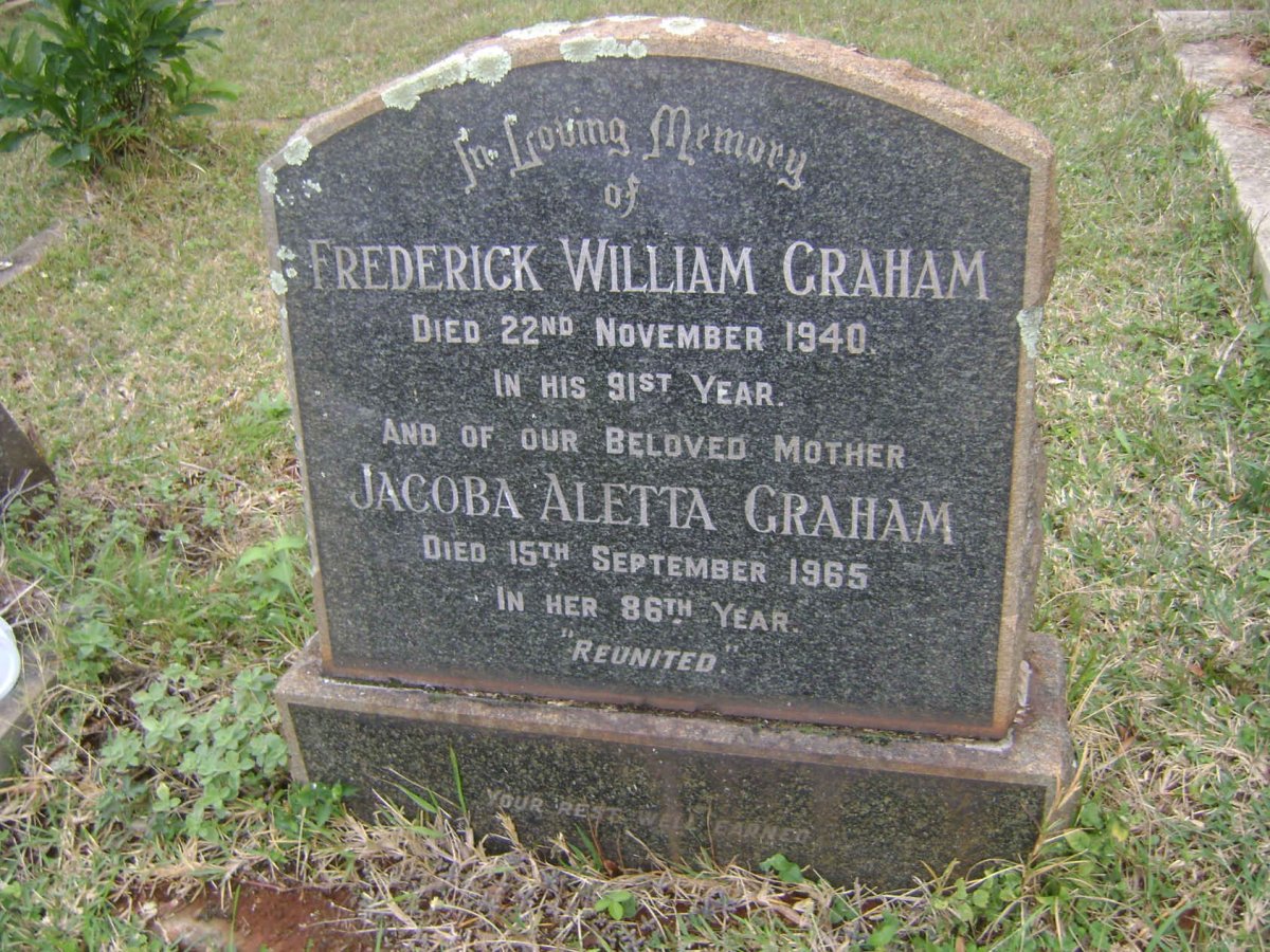 GRAHAM Frederick William -1940 &amp; Jacoba Aletta -1965