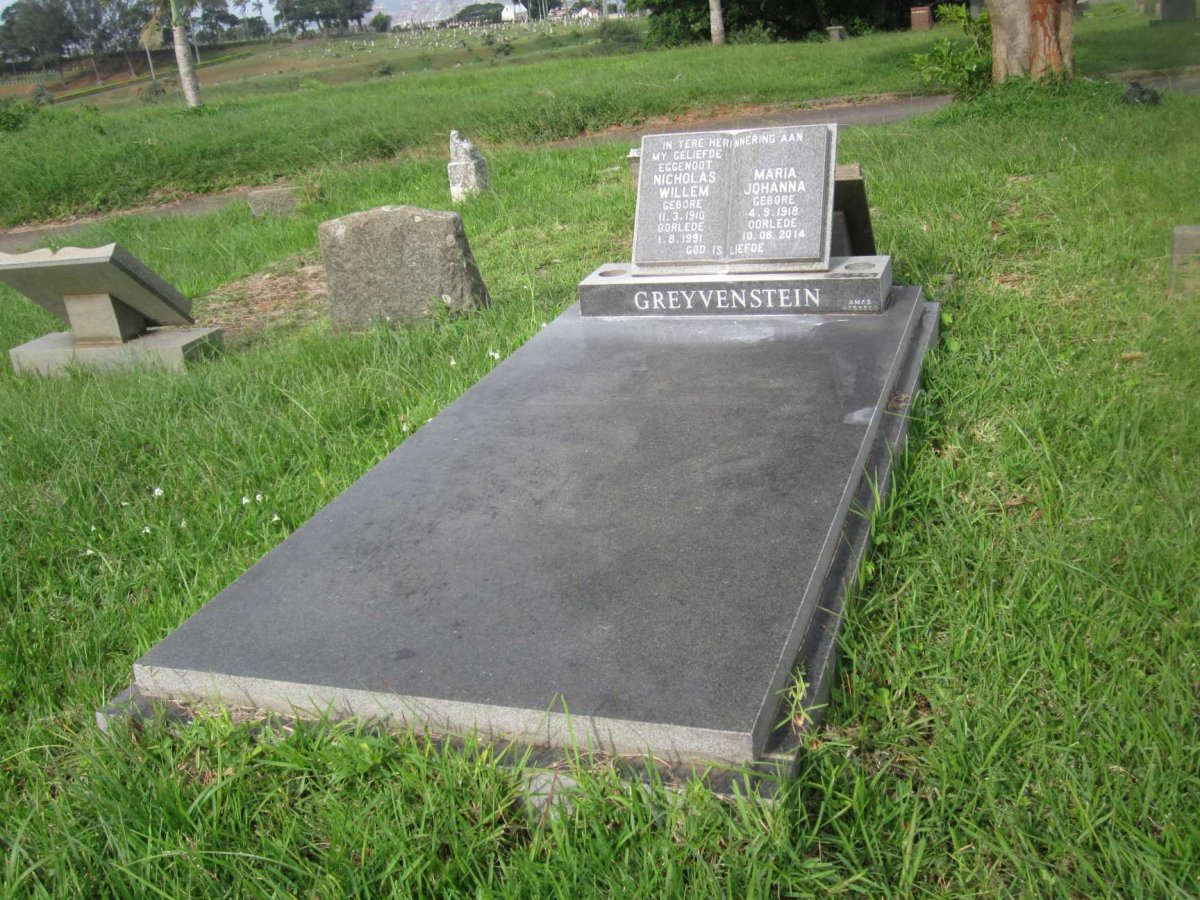 GREYVENSTEIN Nicholas Willem 1910-1991 &amp; Maria Johanna 1918-2014