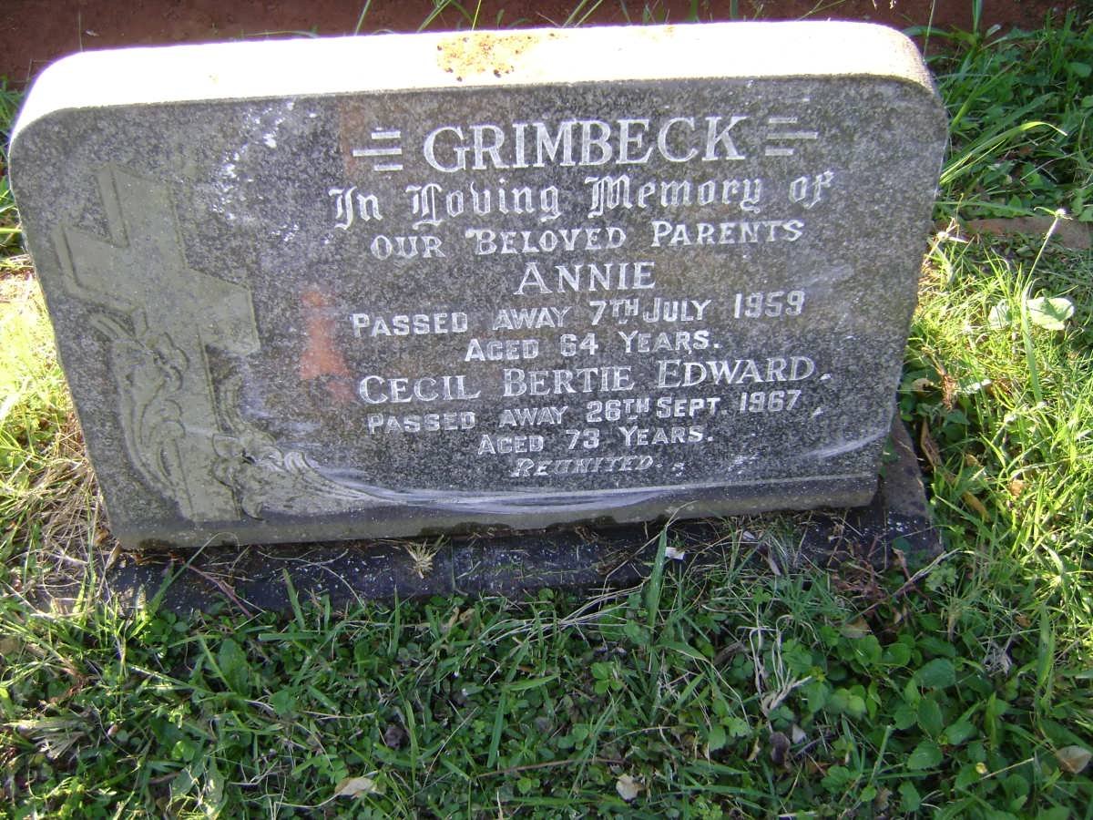 GRIMBECK Cecil Bertie Edward -1967 &amp; Annie -1959