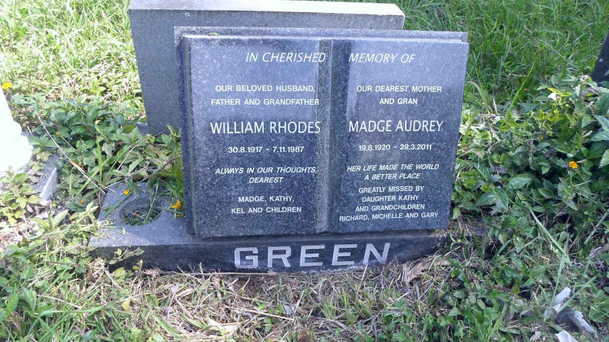 GREEN William Rhodes 1917-1987 &amp; Madge Audrey 1920-2011