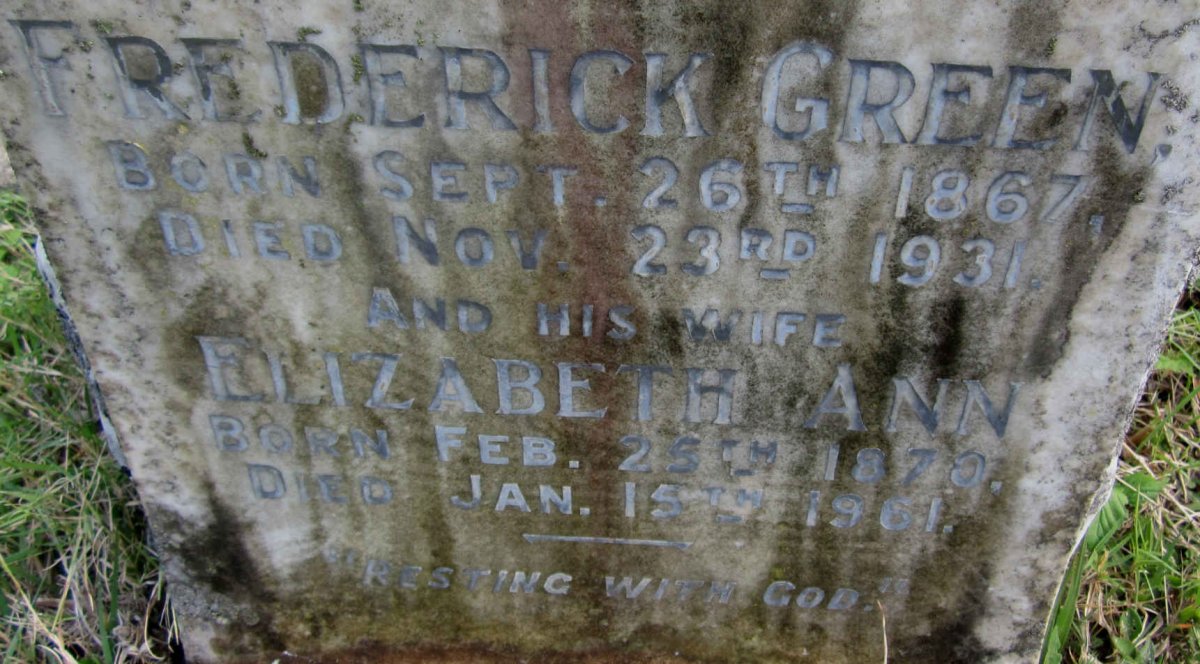 GREEN Frederick 1867-1931 &amp; Elizabeth Ann 1870-1961