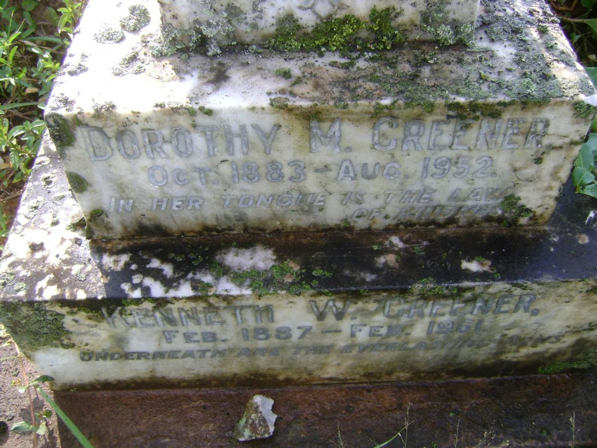 GREENER Kenneth W. 1887-1961 &amp; Dorothy M. 1883-1952