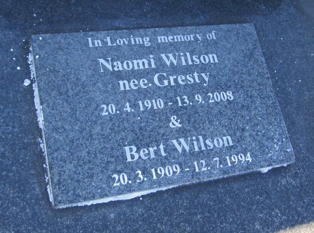 WILSON Bert 1909-1994 &amp; Naomi GRESTY 1910-2008