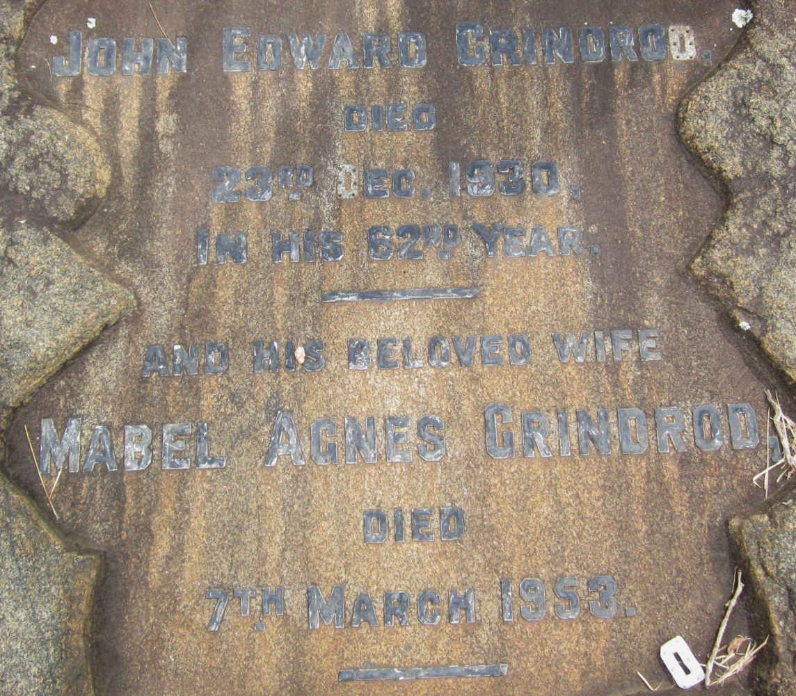 GRINDROD John Edward -1930 &amp; Mabel Agnes -1953