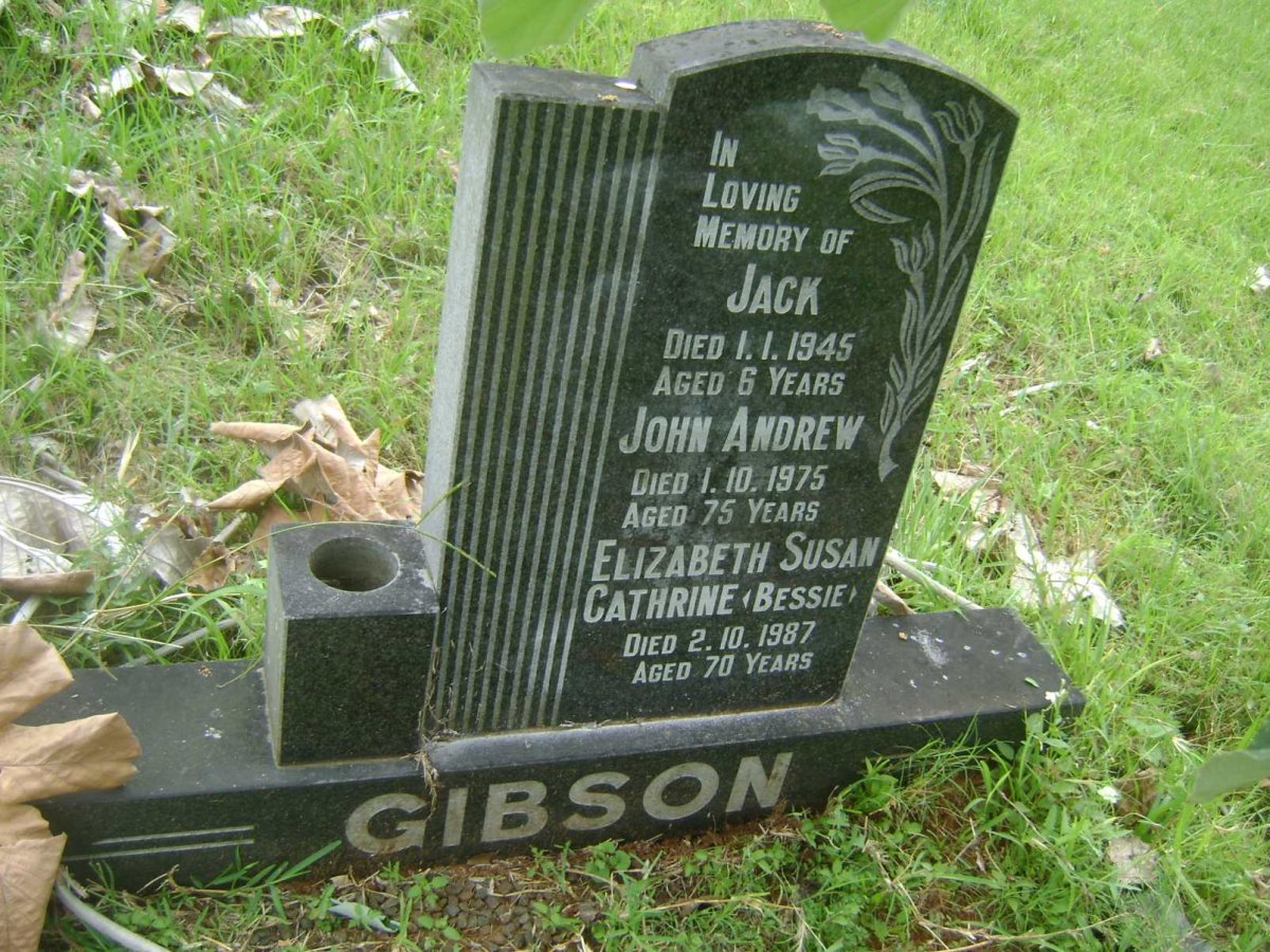 GIBSON John Andrew -1975 &amp; Elizabeth Susan Cathrine -1987 :: GIBSON Jack -1945