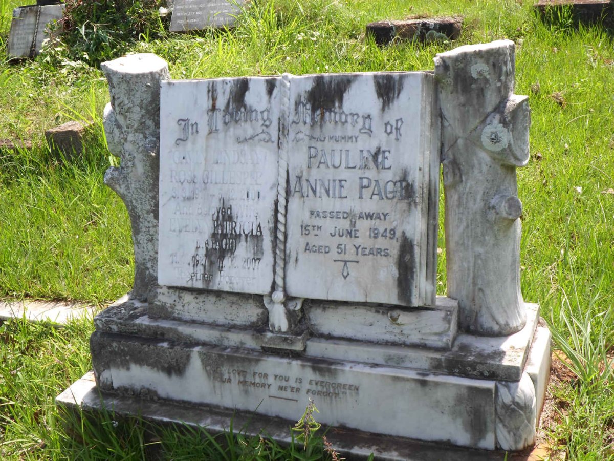 GILLESPIE Gavin Lindsay Ross 1917-2000 &amp; Evelyn Patricia PAGE 1927-2007 :: PAGE Pauline Annie -1949