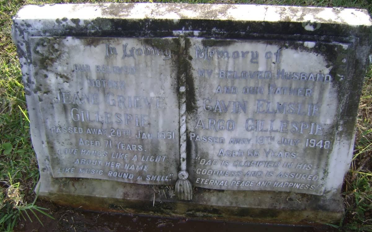 GILLESPIE Gavin Elmslie Argo -1948 &amp; Jeane nee GRIEVE -1931 :: GILLESPIE Kenneth Alan Ross 1922-1990