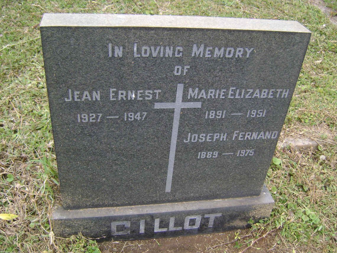 GILLOT Joseph Fernand 1889-1975 &amp; Marie Elizabeth 1891-1951 :: GILLOT Jean Ernest 1927-1947