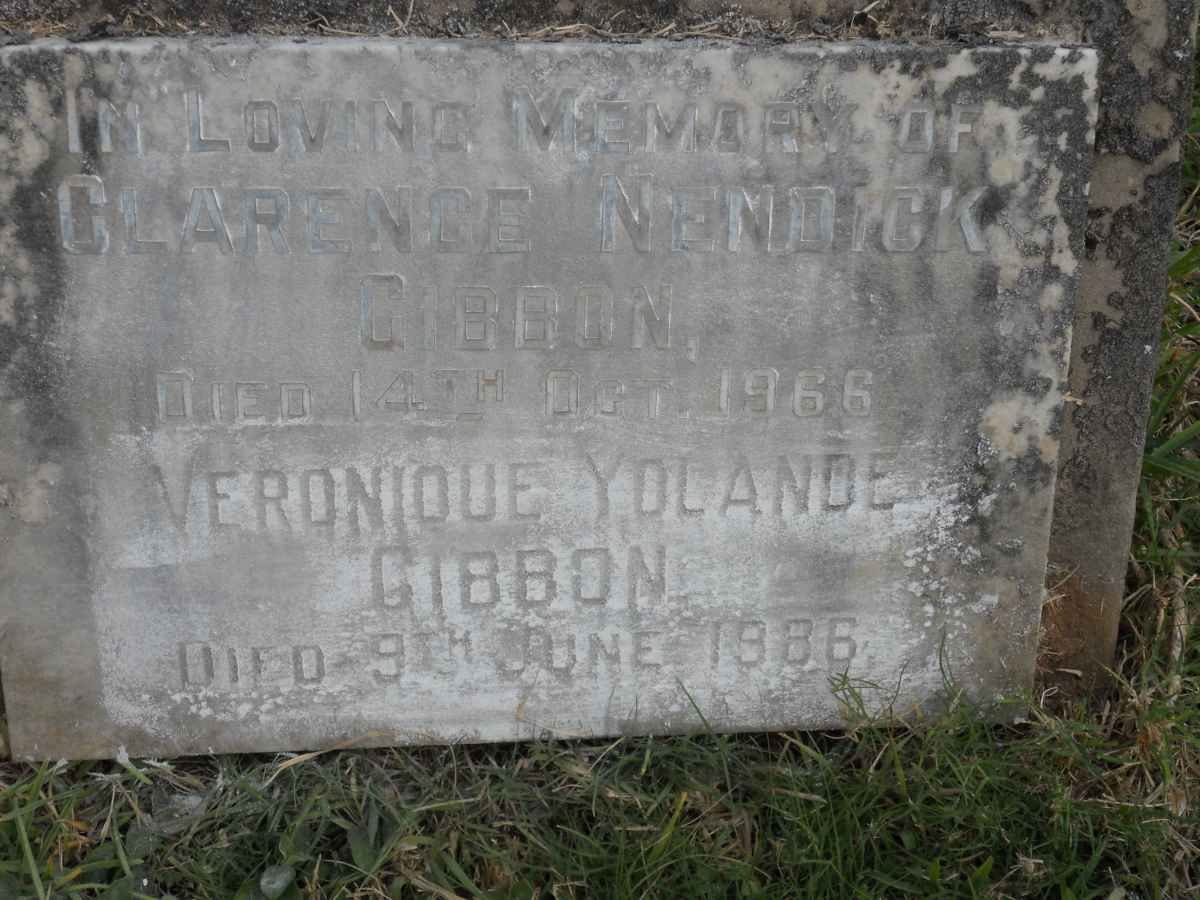 GIBBON Clarence Nemdick -1966 &amp; Veronique Yolandee -1986