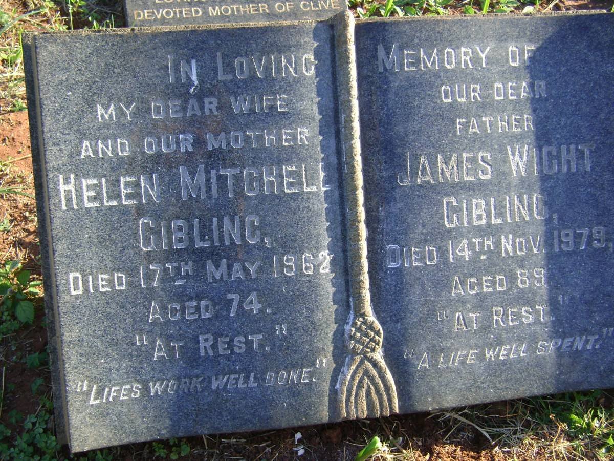 GIBLING James Wight -1979 &amp; Helen Mitchell -1962