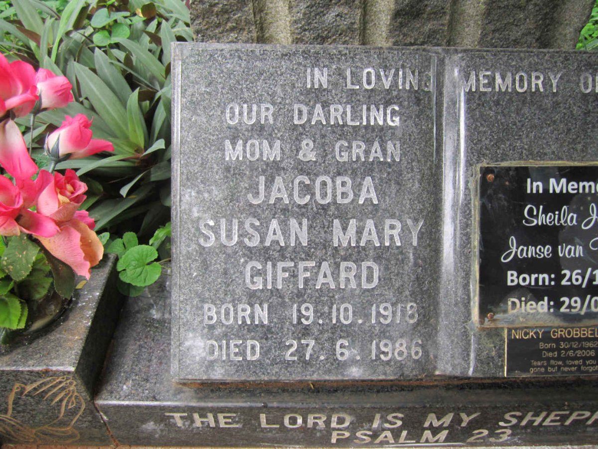 GIFFARD Jacoba Susan Mary 1918-1986