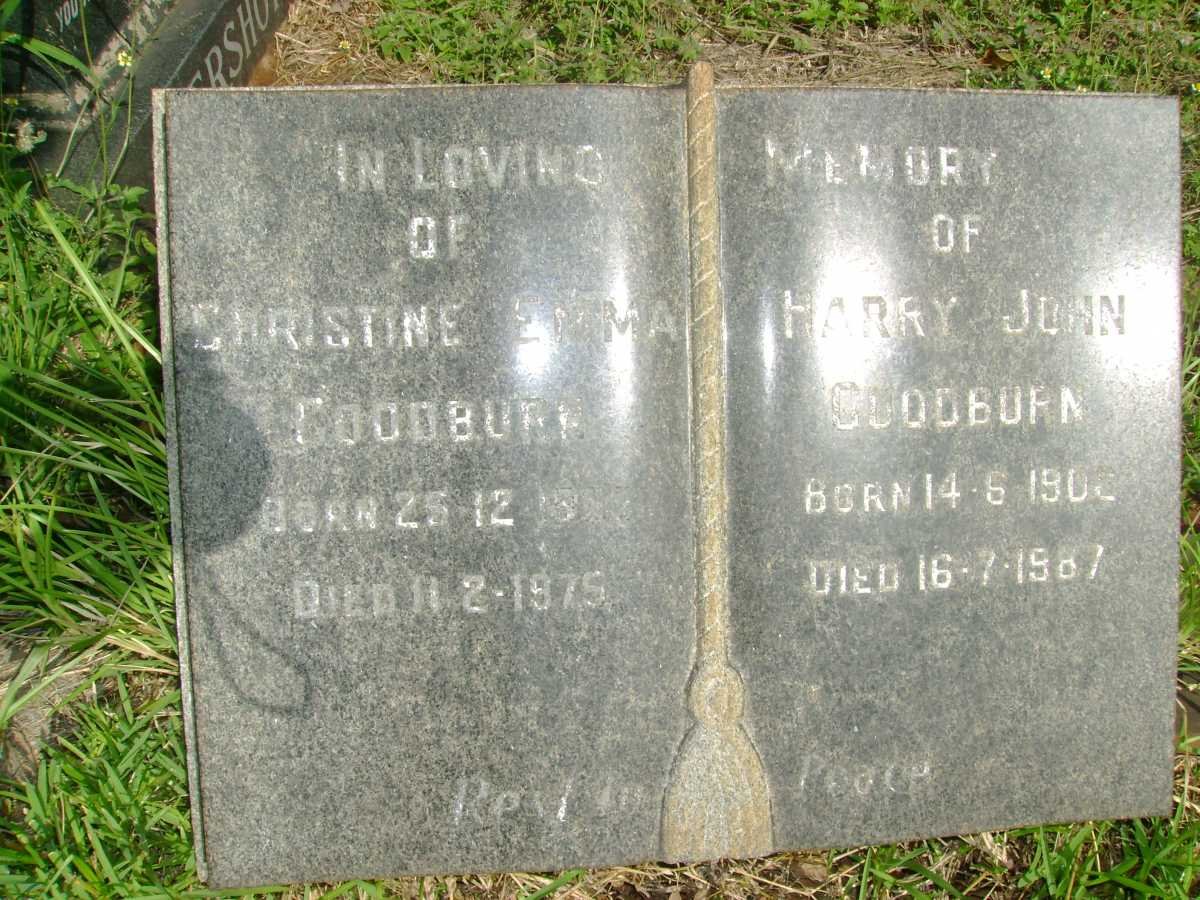 GOODBURN Harry John 190?-1987 &amp; Christine Emma -1975