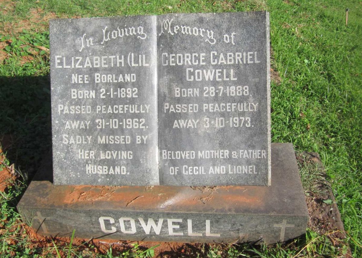 GOWELL George Gabriel 1888-1973 &amp; Elizabeth BORLAND 1892-1962