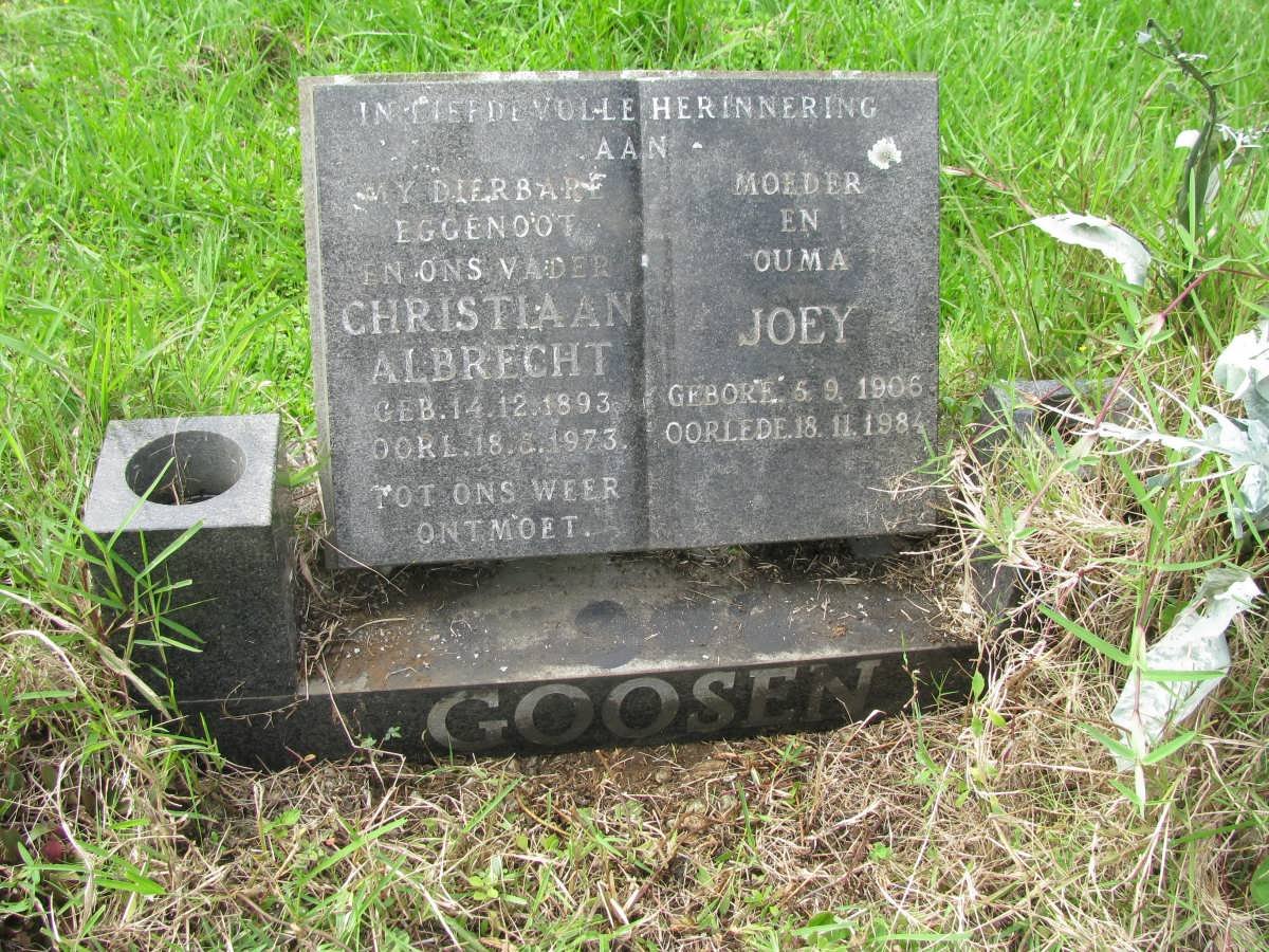GOOSEN Christiaan Albrecht 1893-1973 &amp; Joey 1906-1984