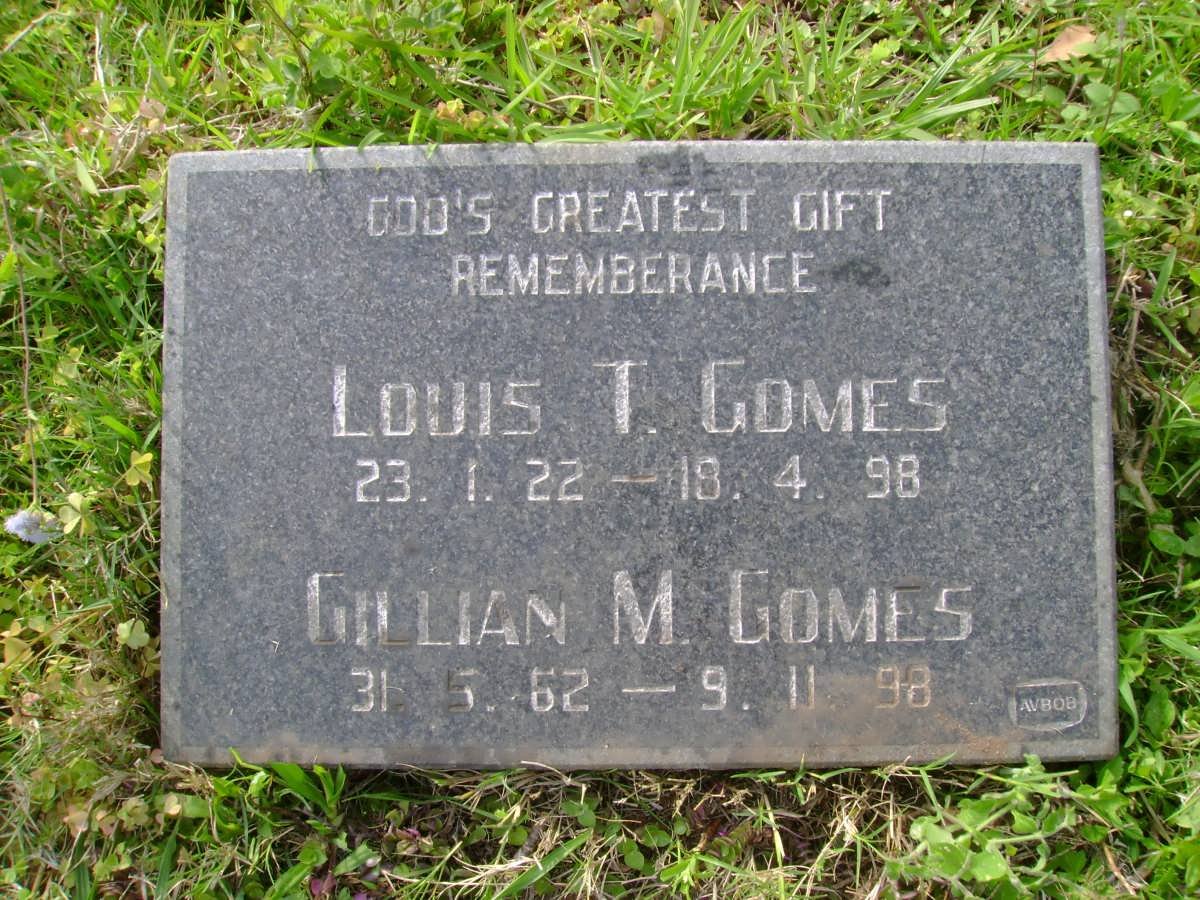 GOMES Louis T. 1922-1998 :: GOMES Gillian M. 1962-1998