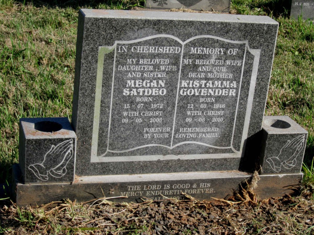 GOVENDER Kistamma 1946-2010 :: SATDEO Megan 1972-2003