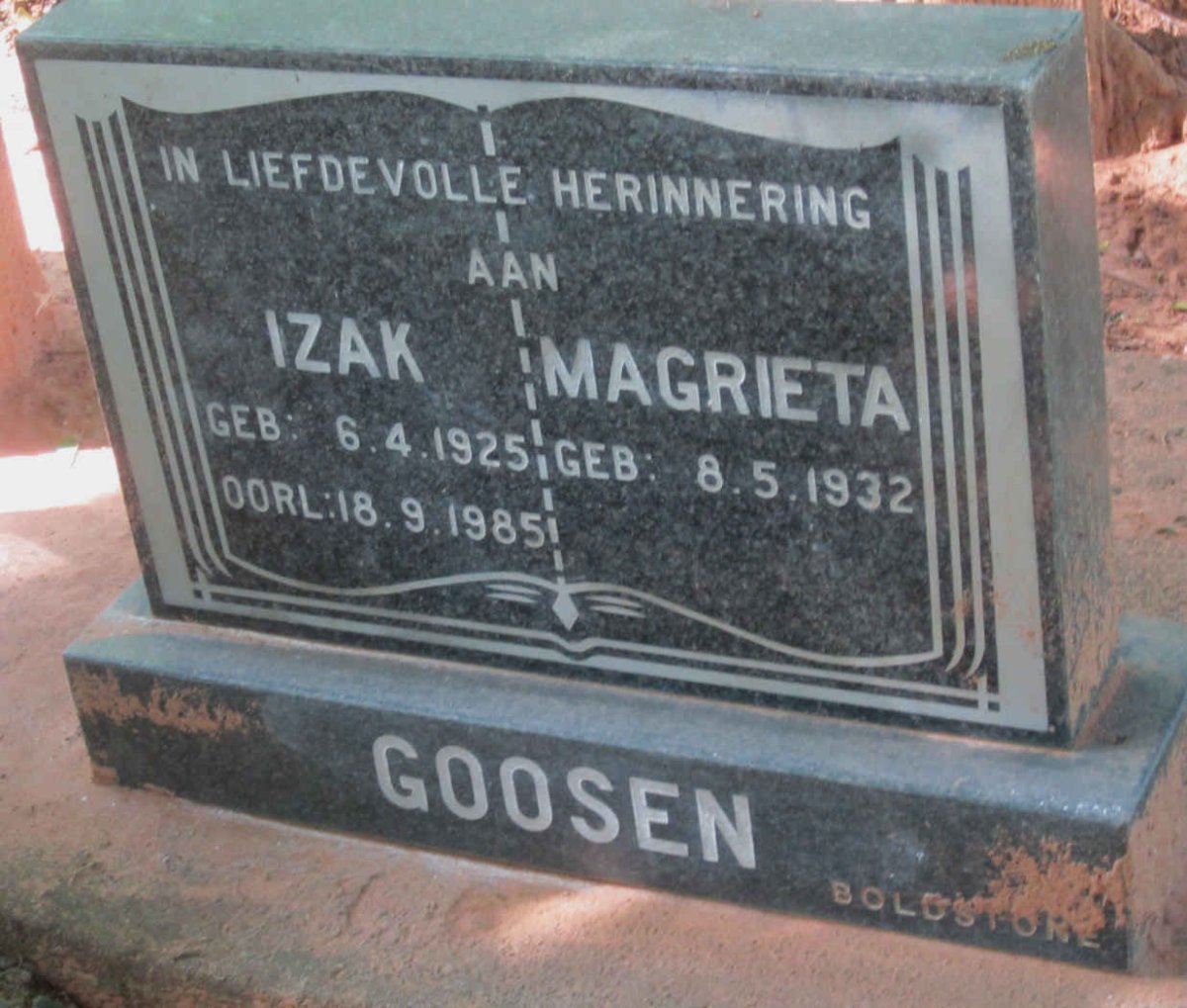 GOOSEN Izak 1925-1985 &amp; Magrieta 1932-