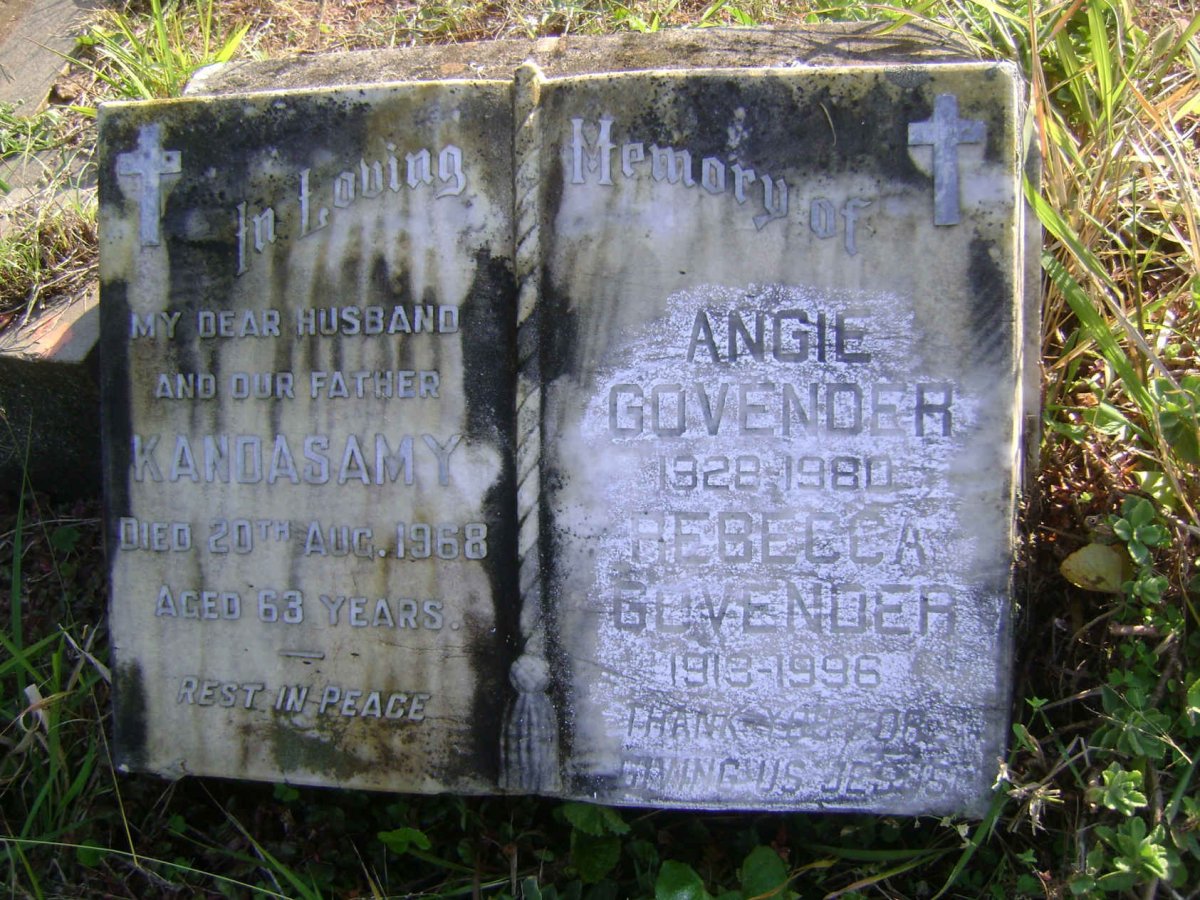 GOVENDER Rebecca 1913-1996 :: Kandasamy -1968 :: GOVENDER Angie 1928-1980