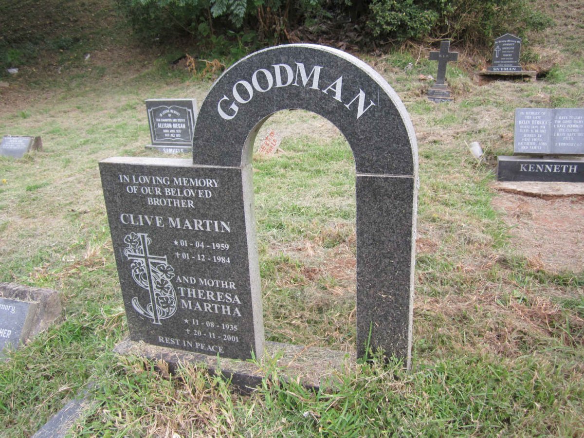 GOODMAN Theresa Martha 1935-2001 :: GOODMAN Clive Martin 1959-1984