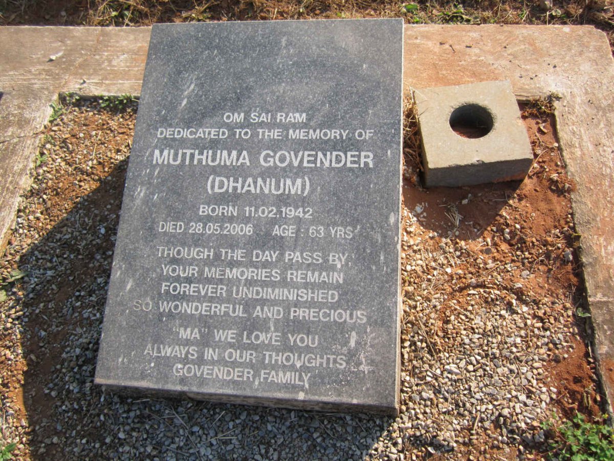 GOVENDER Muthuma nee DHANUM 1942-2006