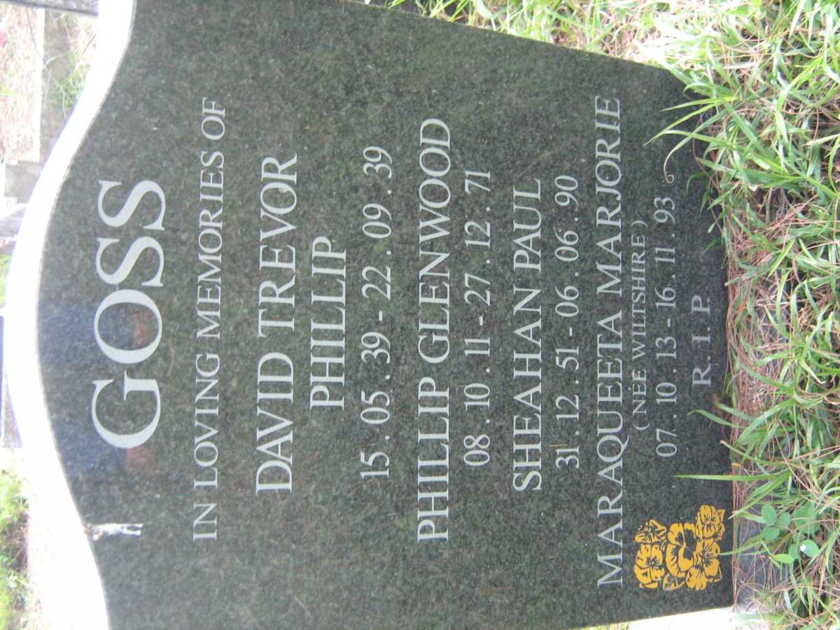 GOSS David Trevor Phillip 1939-1939 :: GOSS Phillip Glenwood 1911-1971 :: GOSS Sheahan Paul 1951-1990