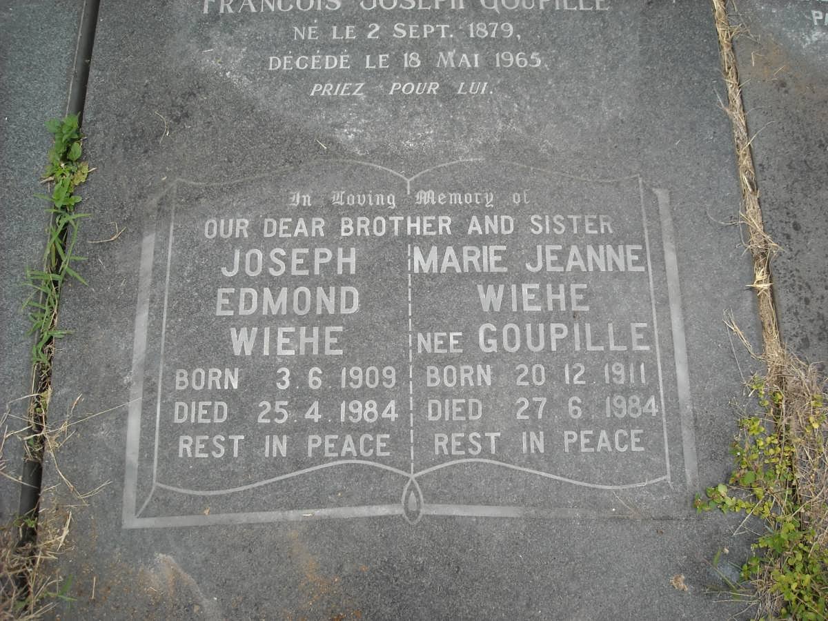 GOUPILLE Francois Joseph 1879-1965 :: WIEHE Joseph Edmond 1909-1984 &amp; Marie Jeanne GOUPILLE 1911-1984